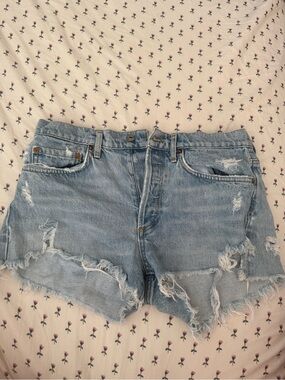 AGolde Light Blue Distressed Denim Women's Shorts
